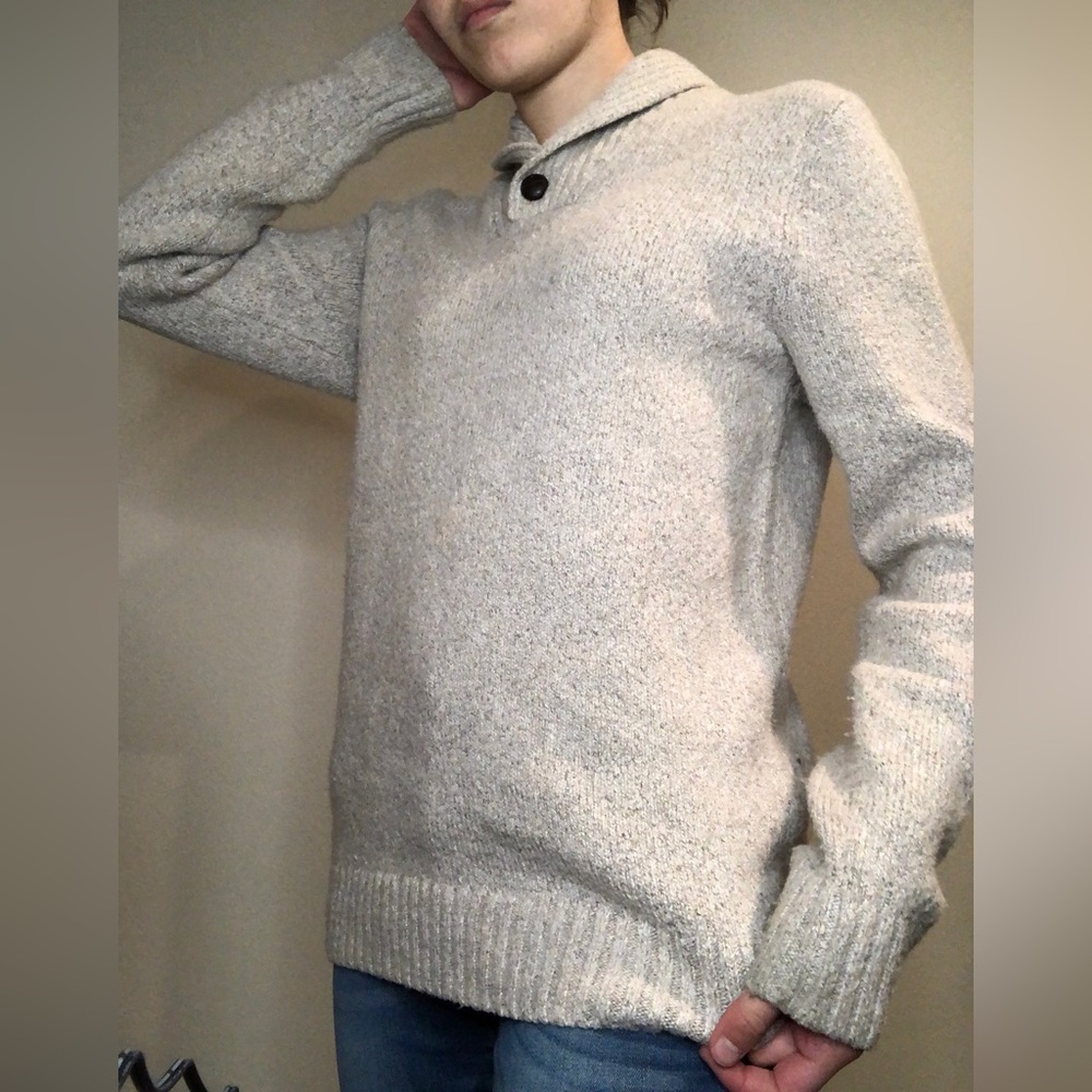Cream mens henley sweater